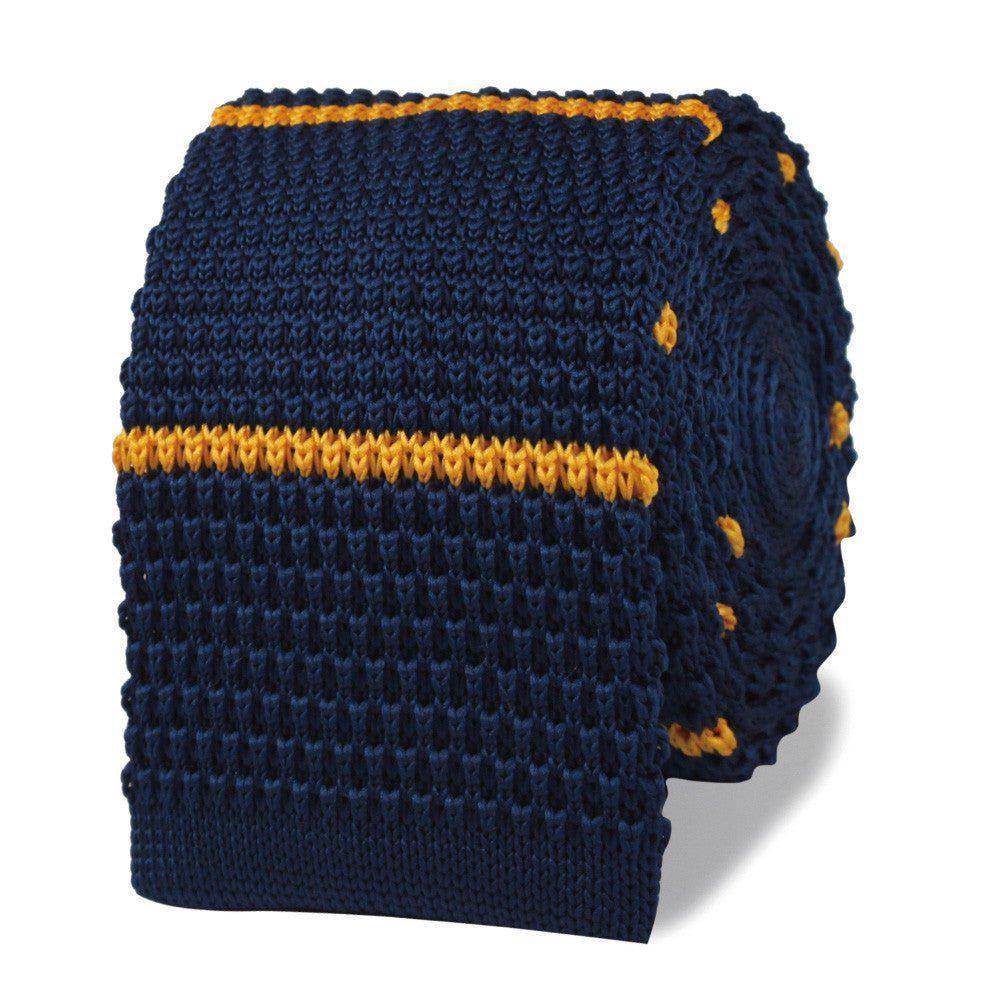 51._Richard_Gecko_Navy_Blue_with_Yellow_Stripes_Knitted_Tie-268330