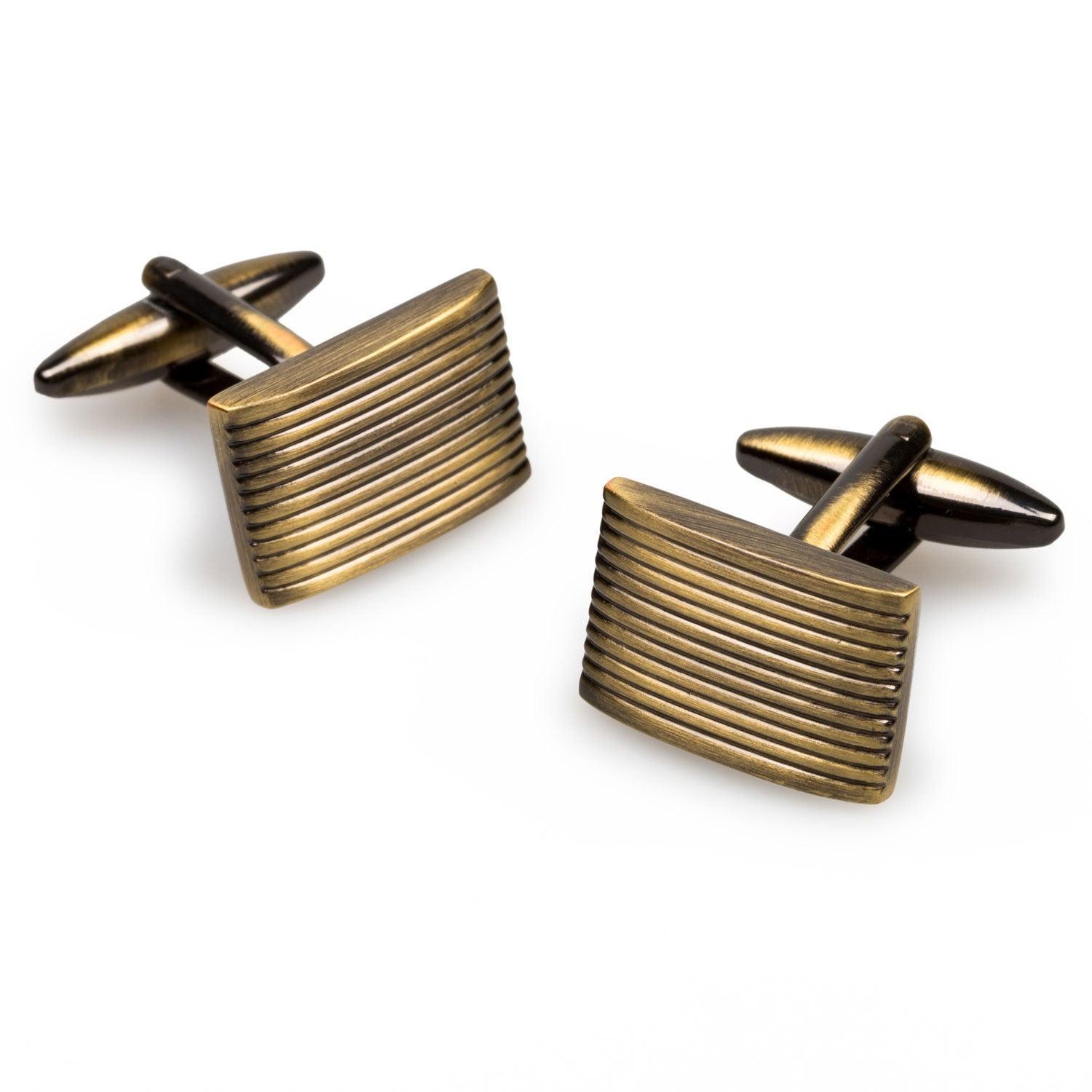 Antique_Brass_Rectangle_Groove_Cufflinks