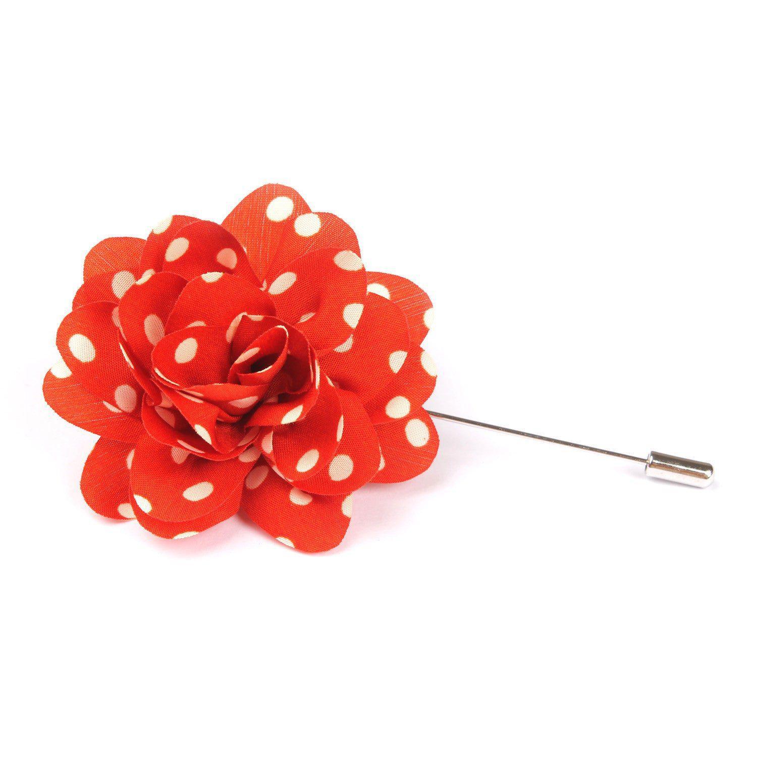 Arancione_Orange_Lapel_Flower_With_White_Polka_Dots