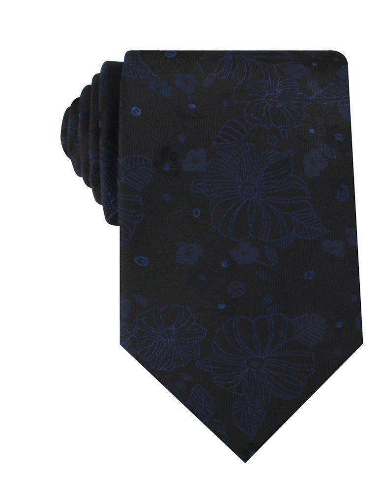 Asagao_Midnight_Blue-Black_Floral_Necktie-986192