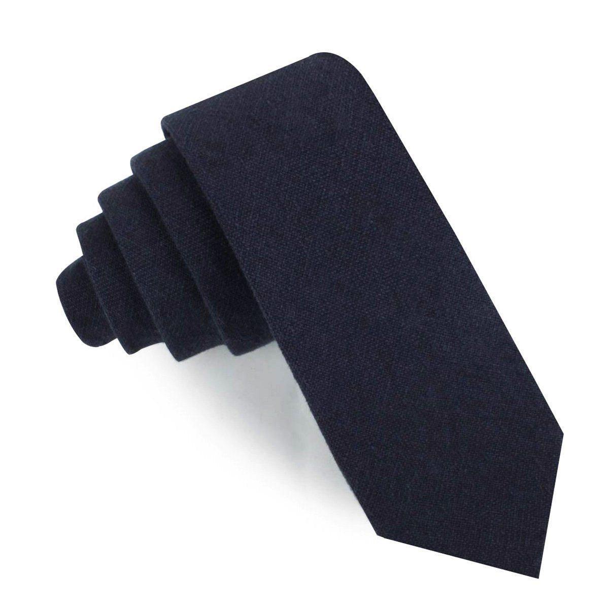 Baltic_Sea_Midnight_Blue_Linen_Skinny_Tie