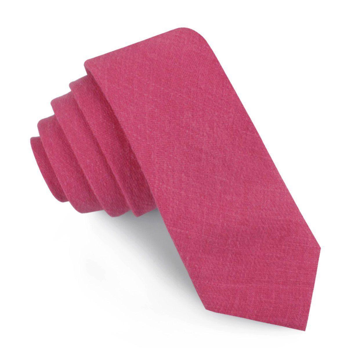 Begonia_Hot_Pink_Linen_Skinny_Tie-270235