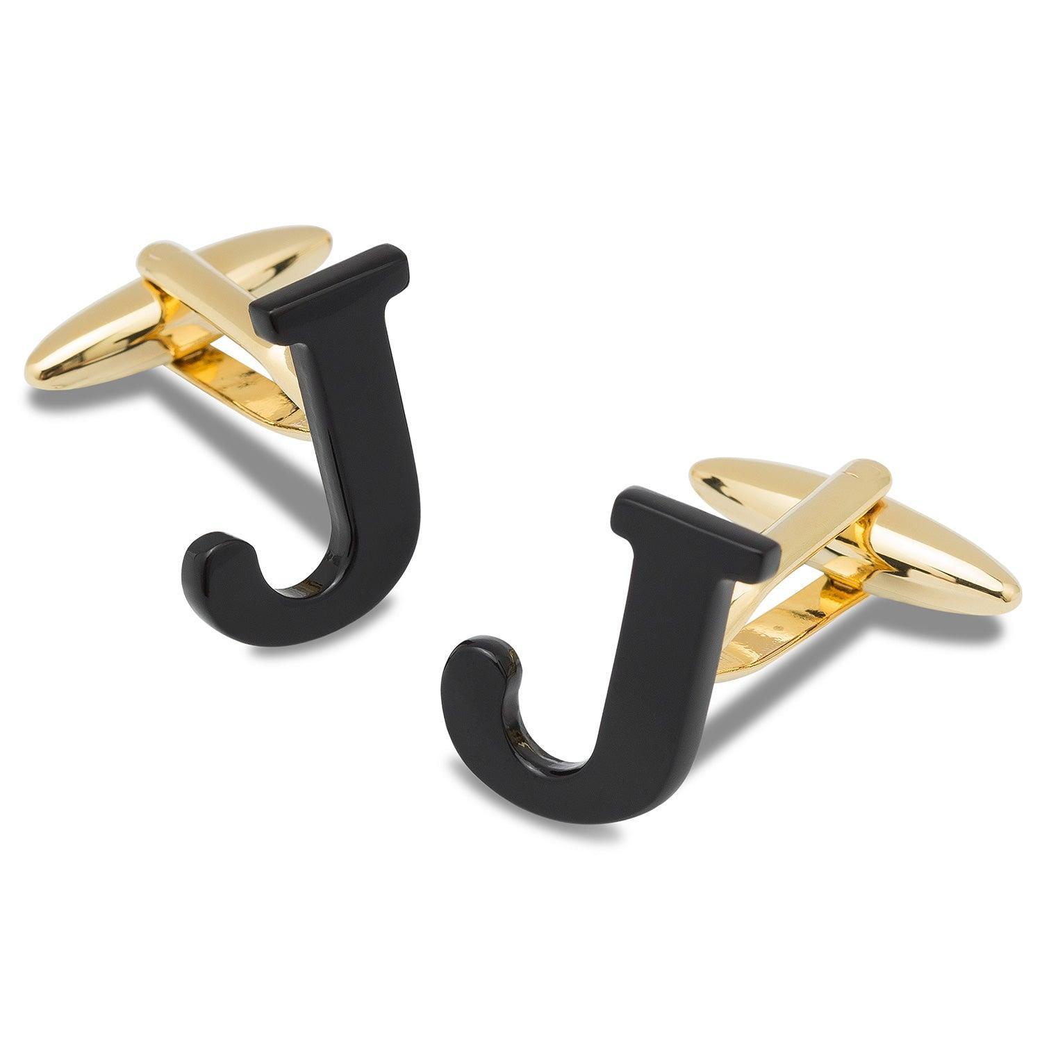 Black_And_Gold_Letter_J_Cufflinks