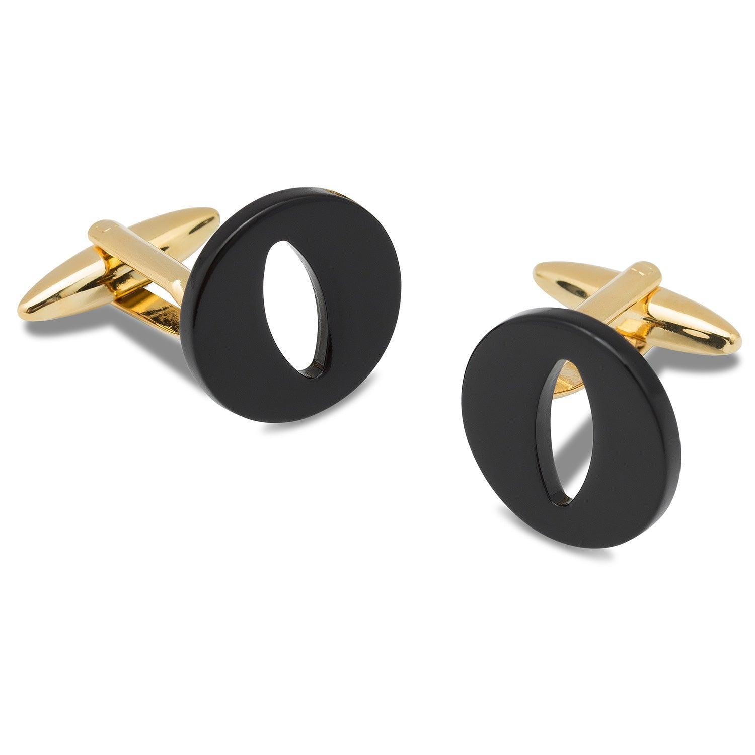 Black_And_Gold_Letter_O_Cufflinks