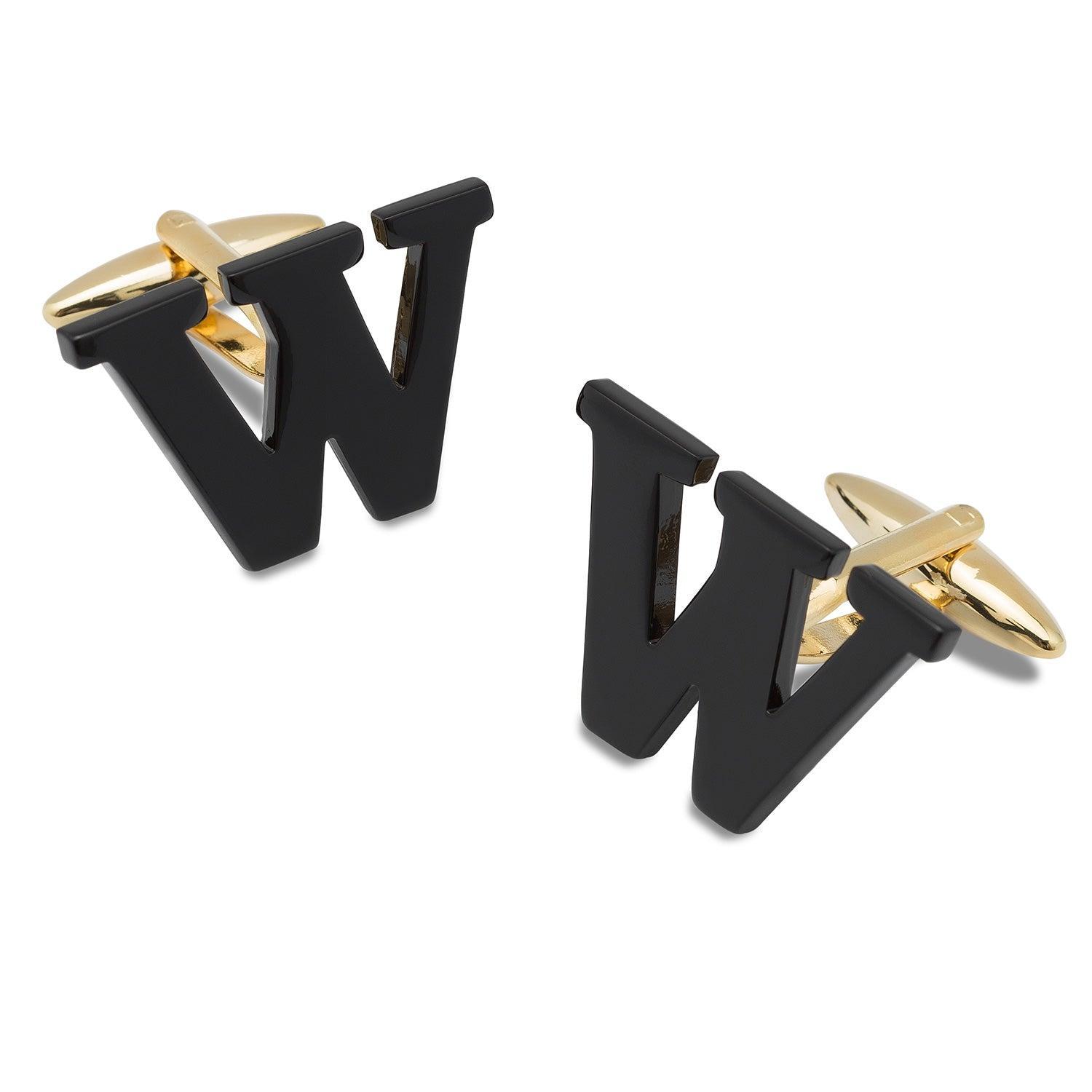 Black_And_Gold_Letter_W_Cufflinks