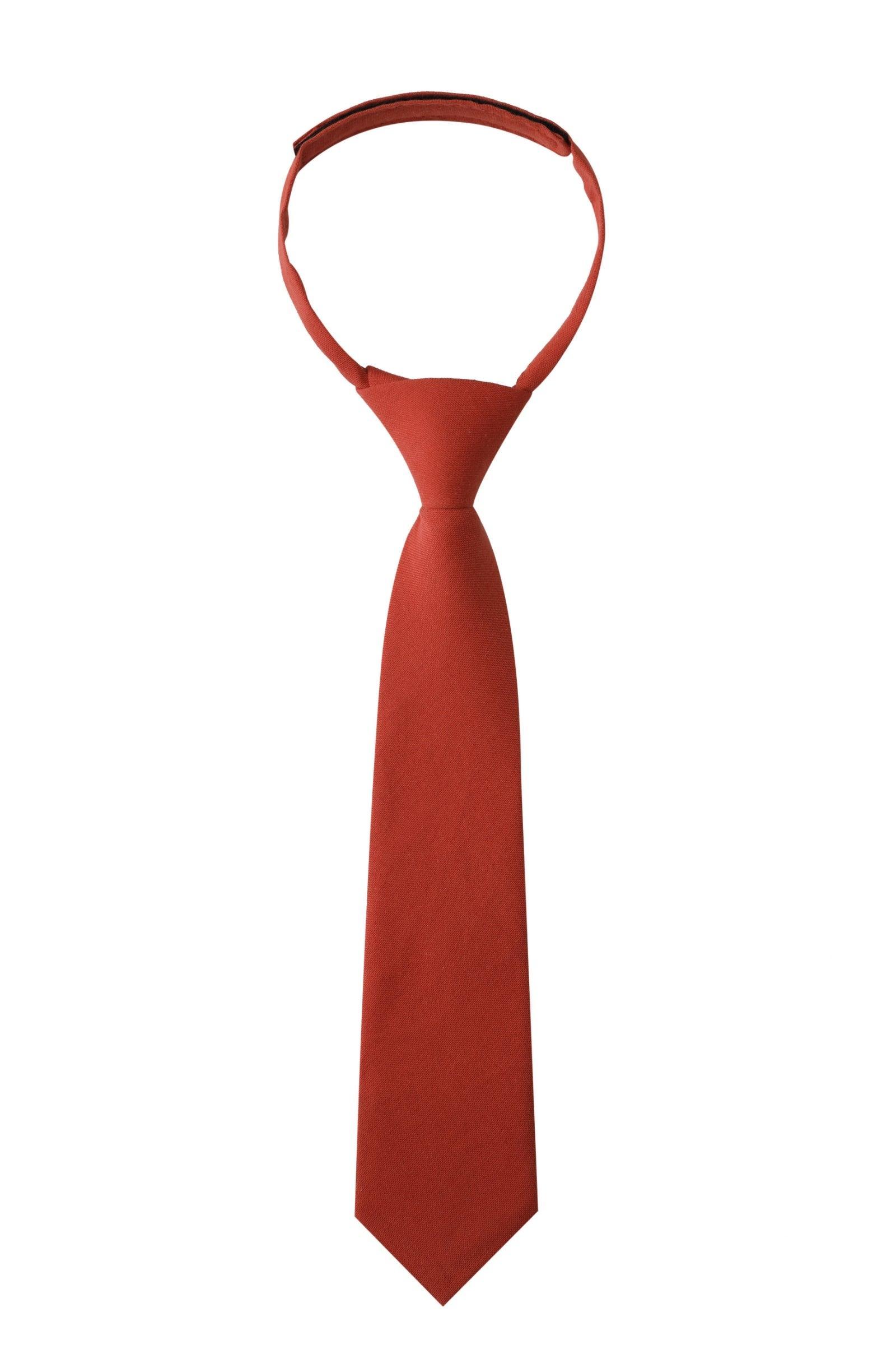 BurntTerracottaOrangeLinenKidsNecktie