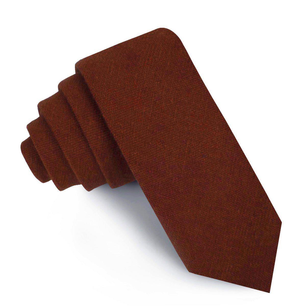 Burnt_Golden_Brown_Linen_Skinny_Tie-316128