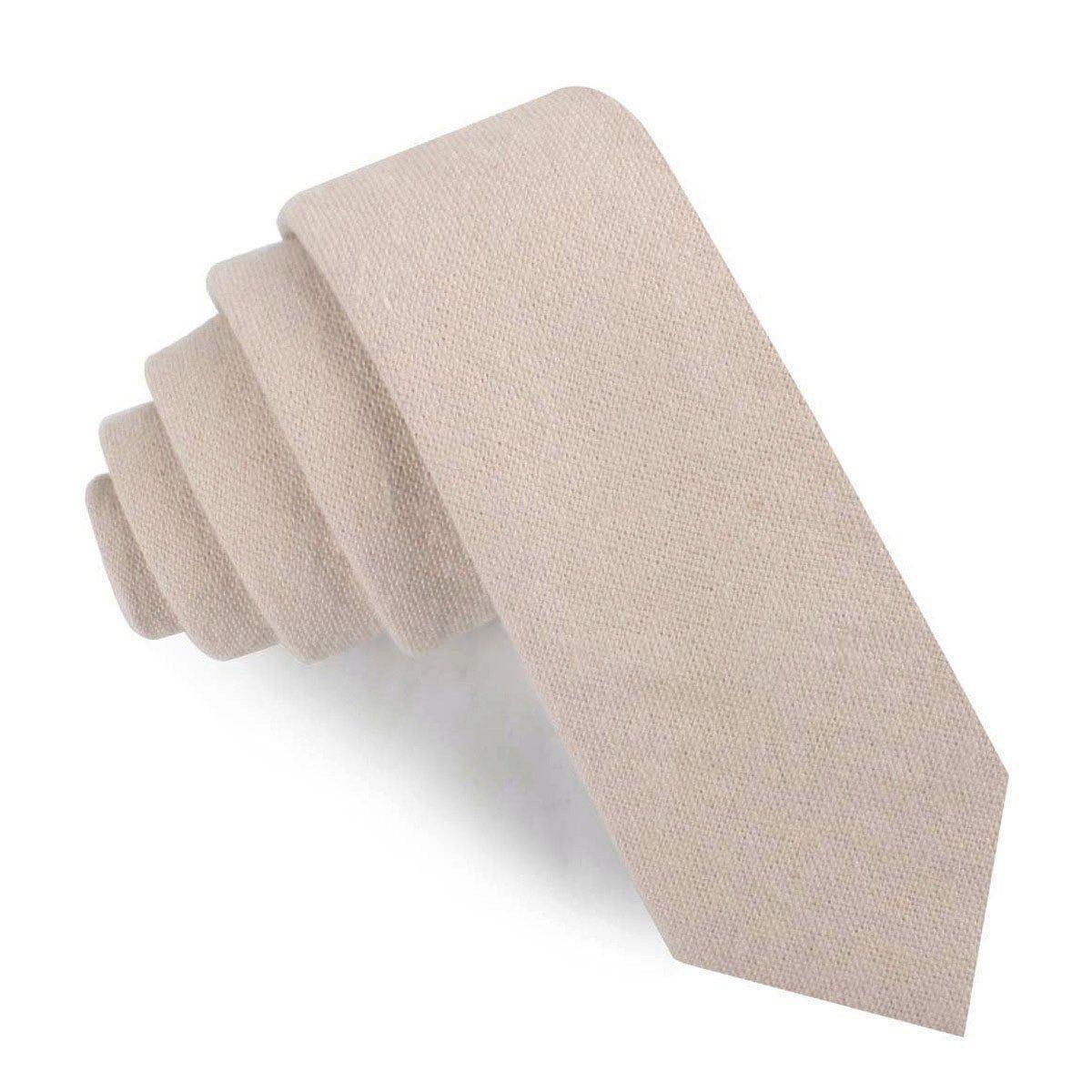 Champagne_Beige_Linen_Skinny_Tie
