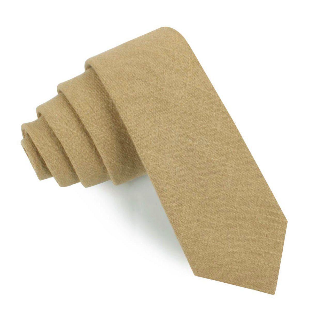 Dark_Khaki_Tan_Linen_Skinny_Tie-591338