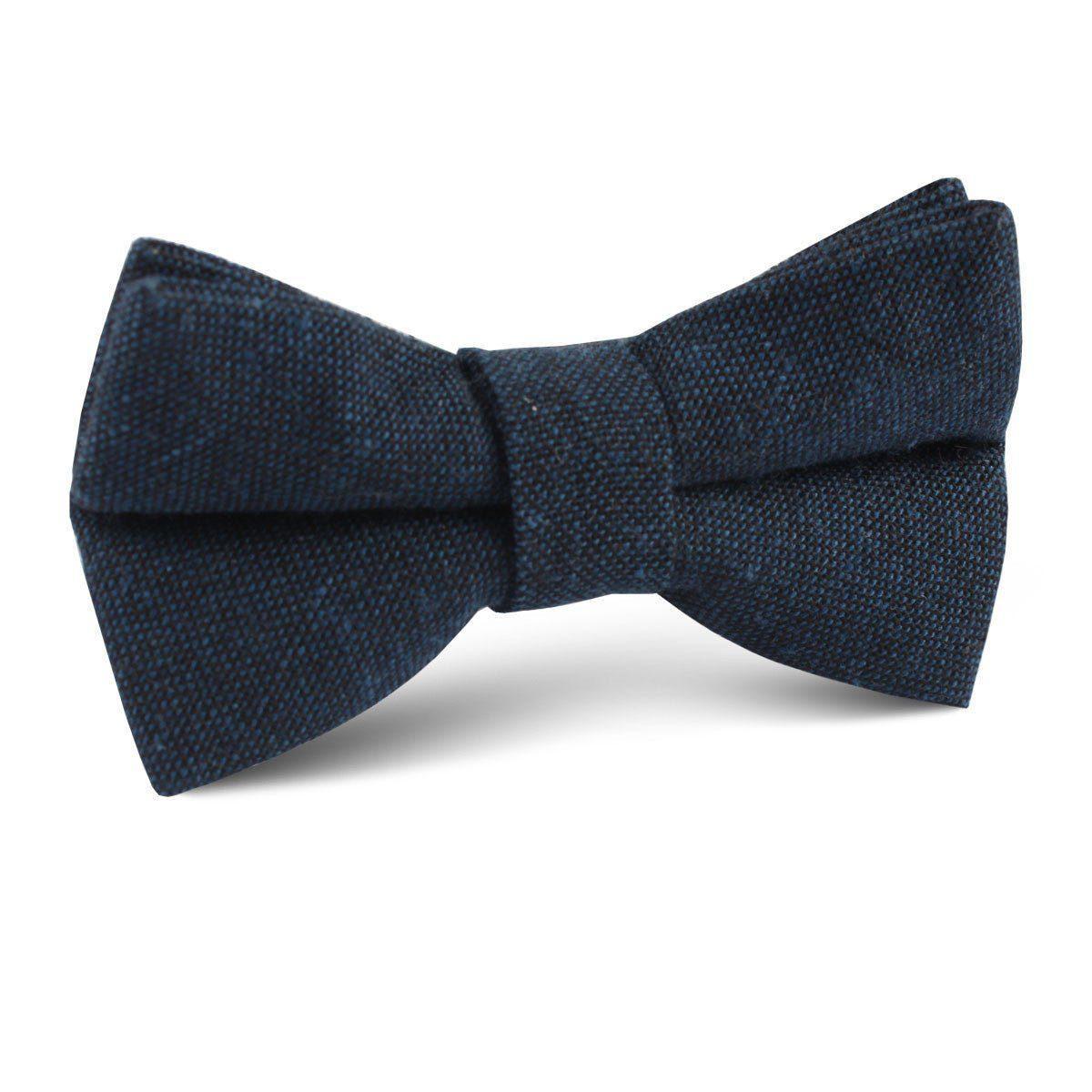 Don_Quixote_Navy_Textured_Linen_Kids_Bow_Tie-120098