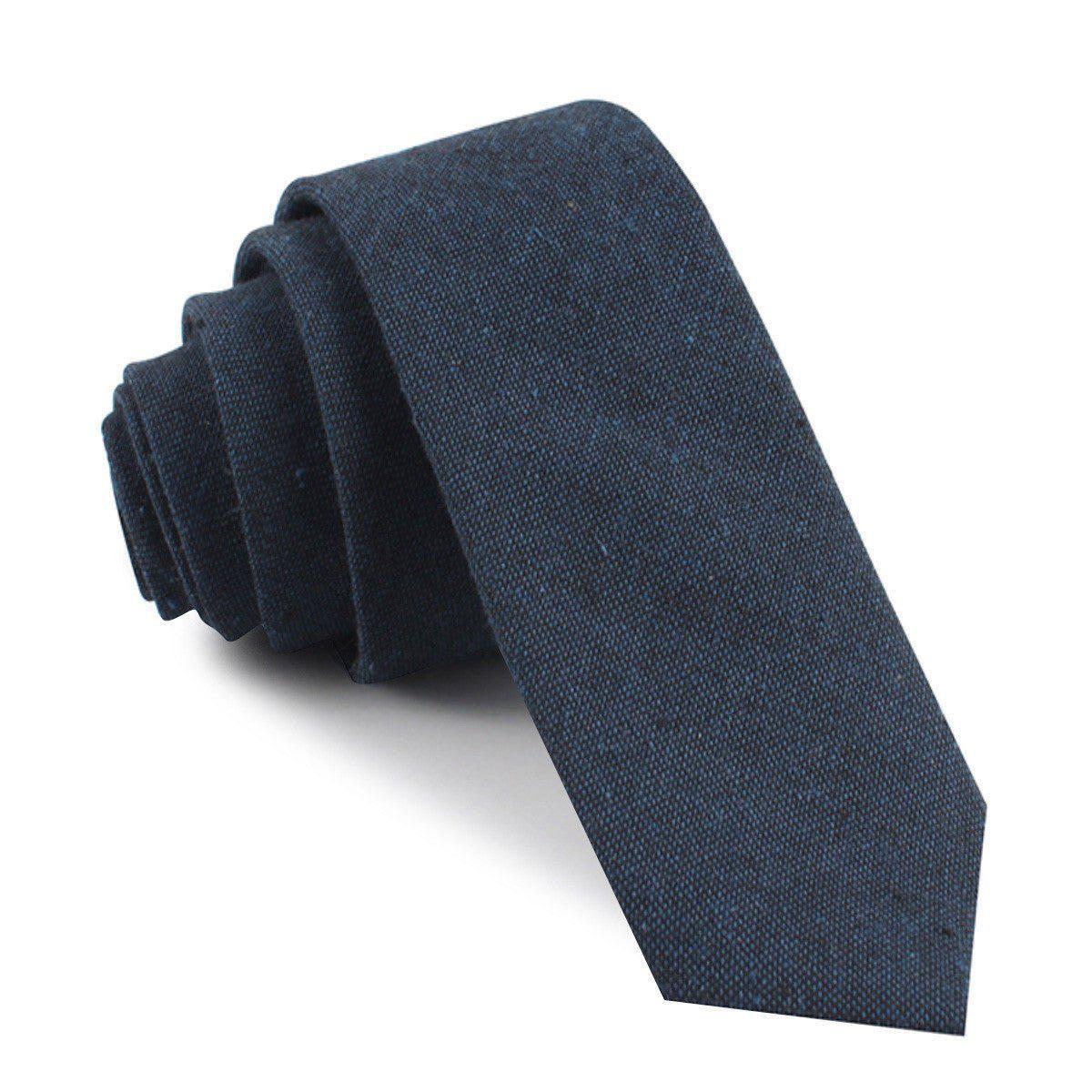 Don_Quixote_Navy_Textured_Linen_Skinny_Tie-393227