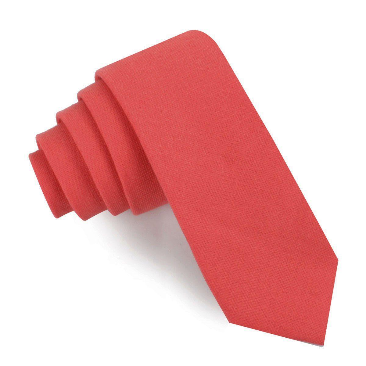 Guava_Coral_Linen_Skinny_Tie-115619