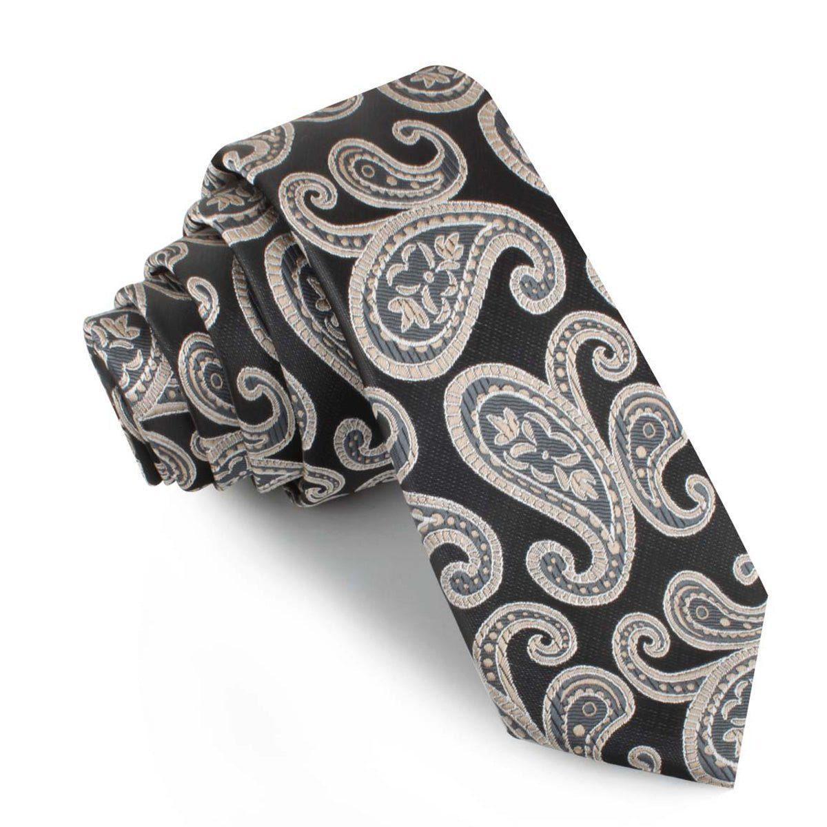 King_of_Persia_Black_Paisley_Skinny_Tie-259384