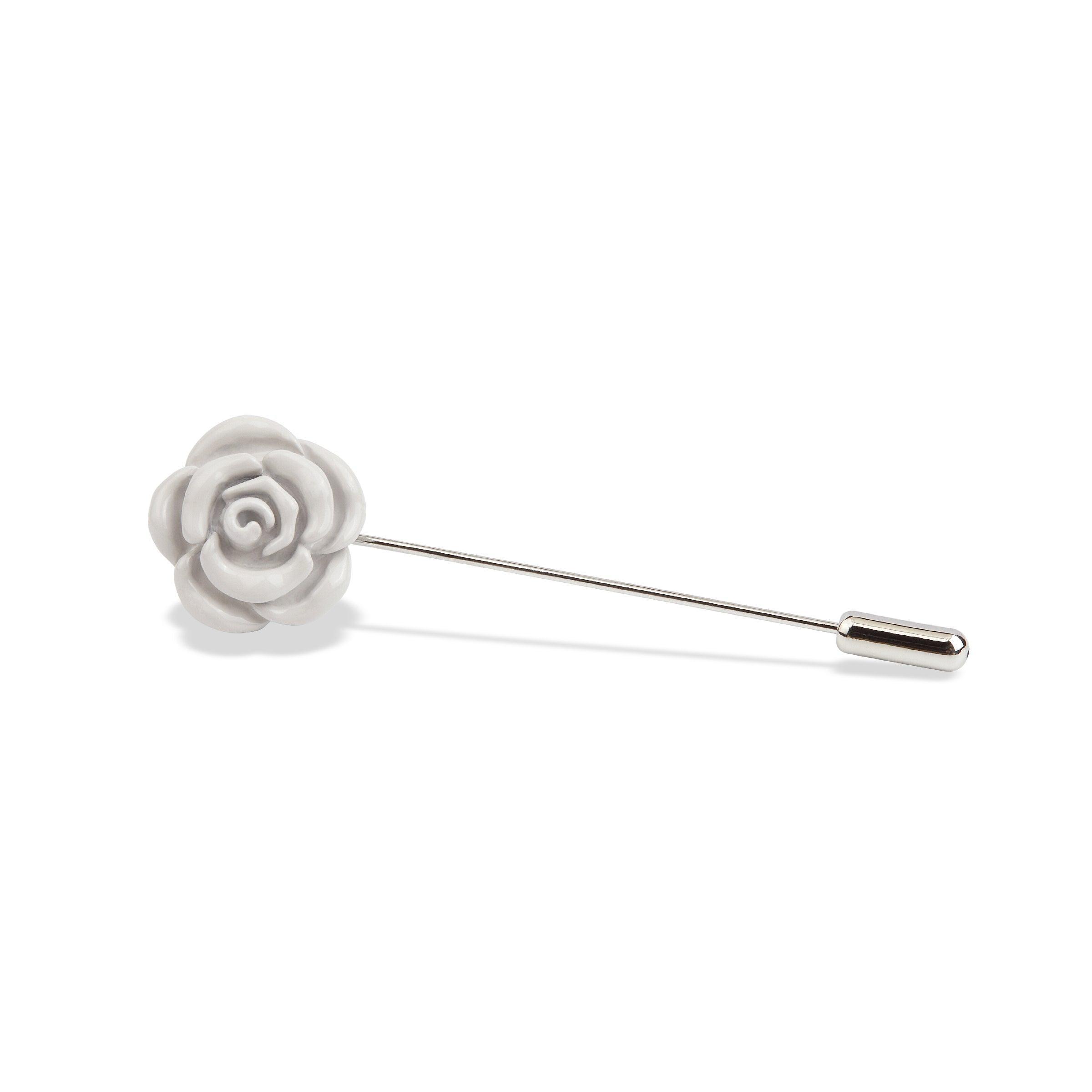 LightGreyRoseMetalLapelPin