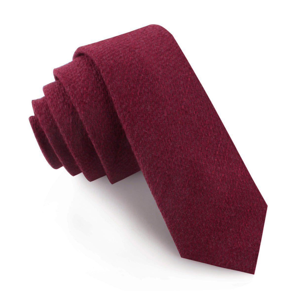 Mahogany_Wine_Linen_Twill_Skinny_Tie-284685