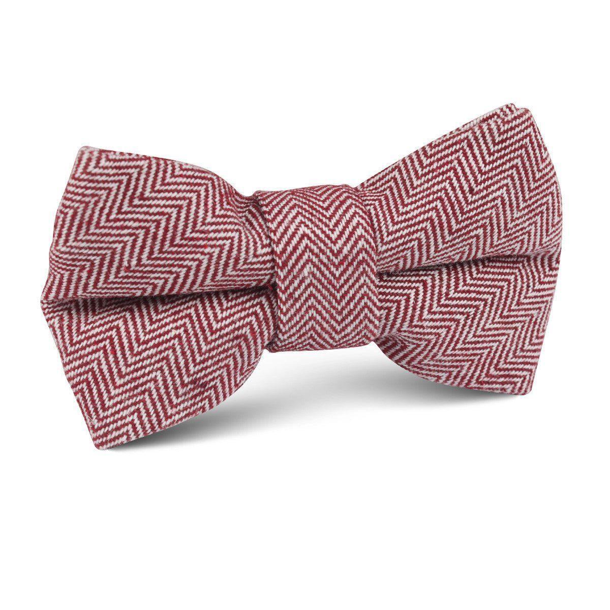 Maroon_Herringbone_Linen_Kids_Bow_Tie-351684