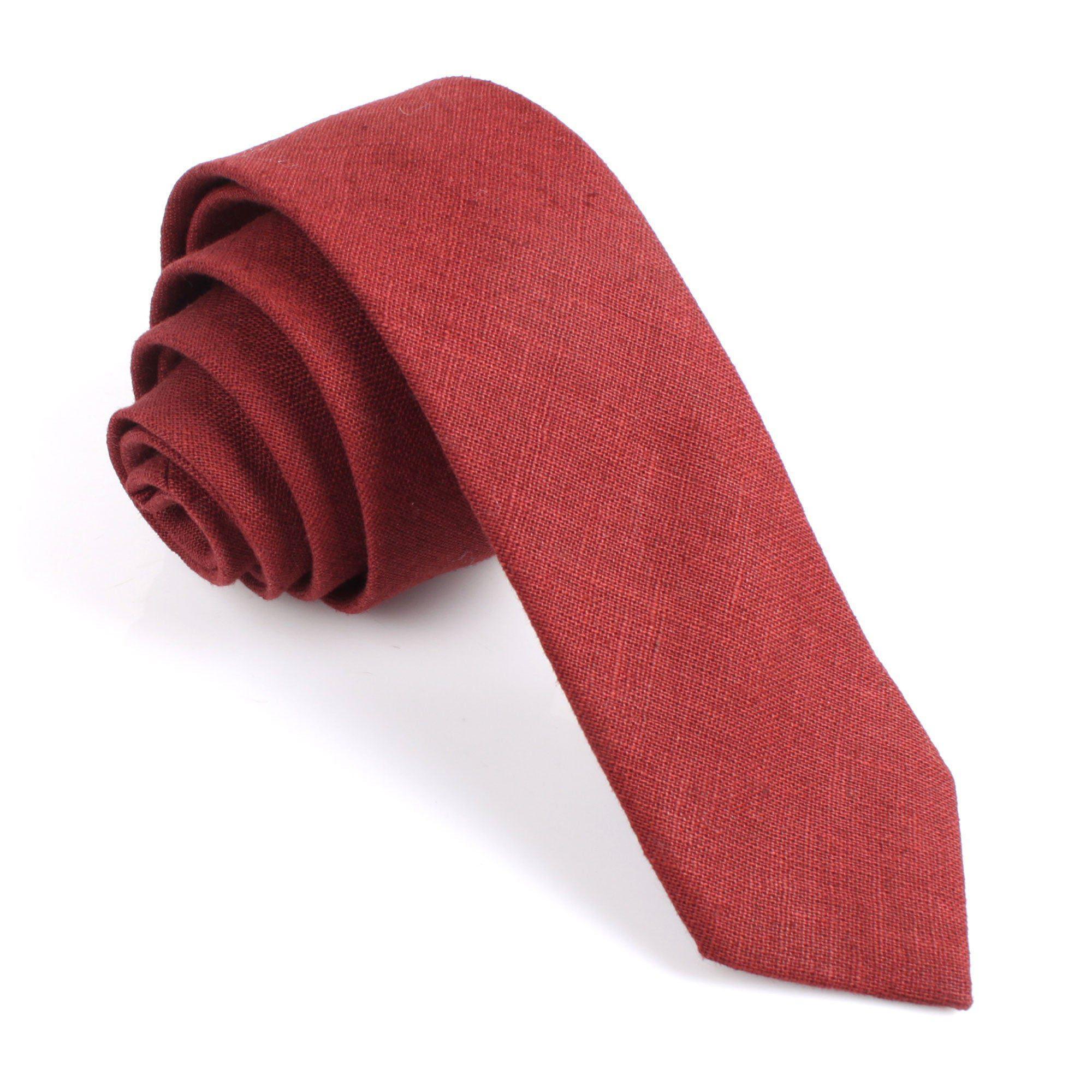 Maroon_Slub_Linen_Skinny_Tie