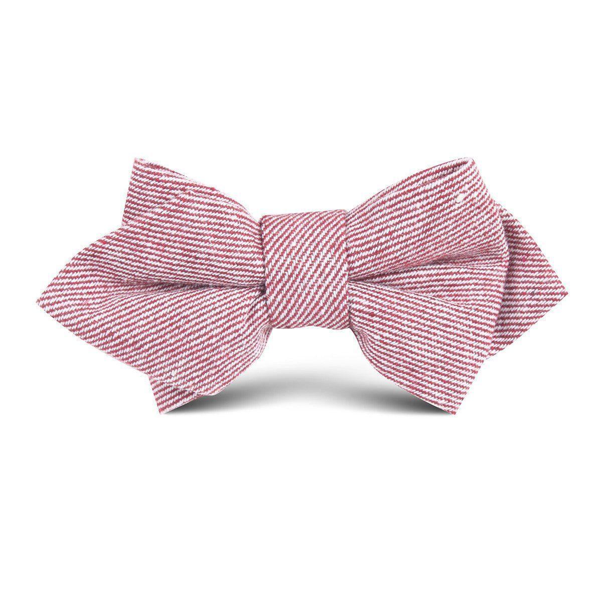 Maroon_White_Twill_Stripe_Linen_Kids_Diamond_Bow_Tie-450739