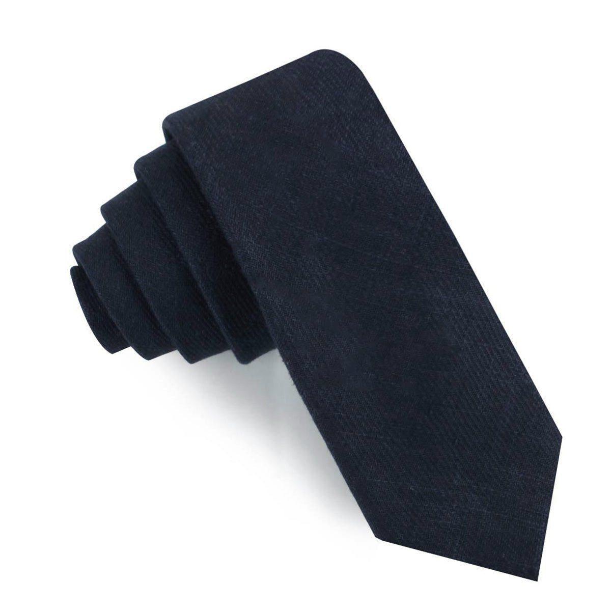 Midnight_Blue-Black_Linen_Skinny_Tie-887236