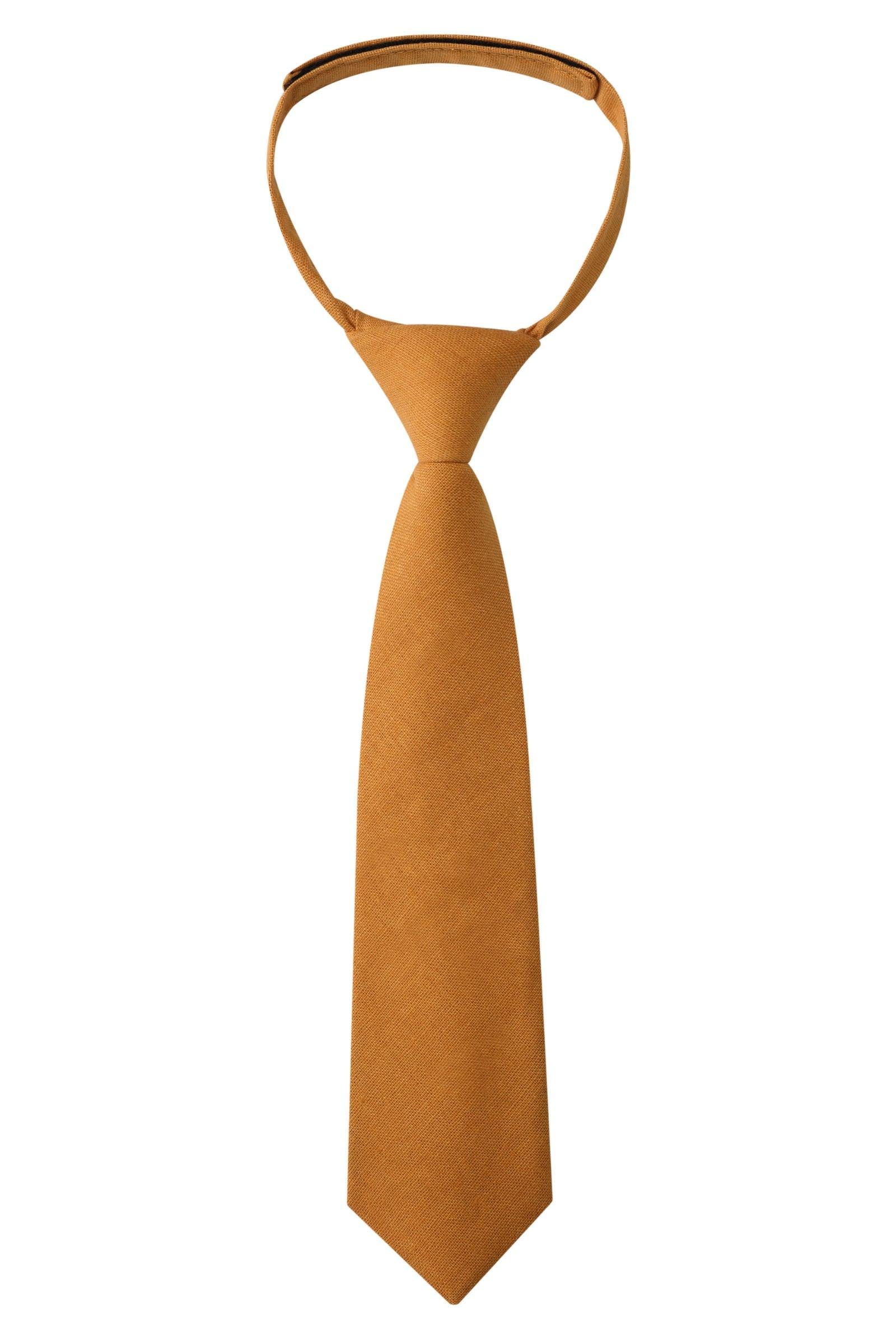 MustardYellowSlubLinenKidsNecktie