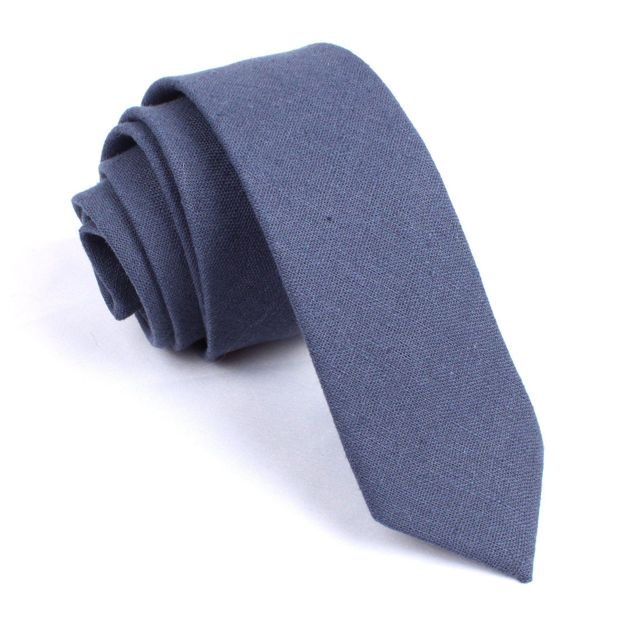 Navy_Blue_Slub_Linen_Skinny_Tie