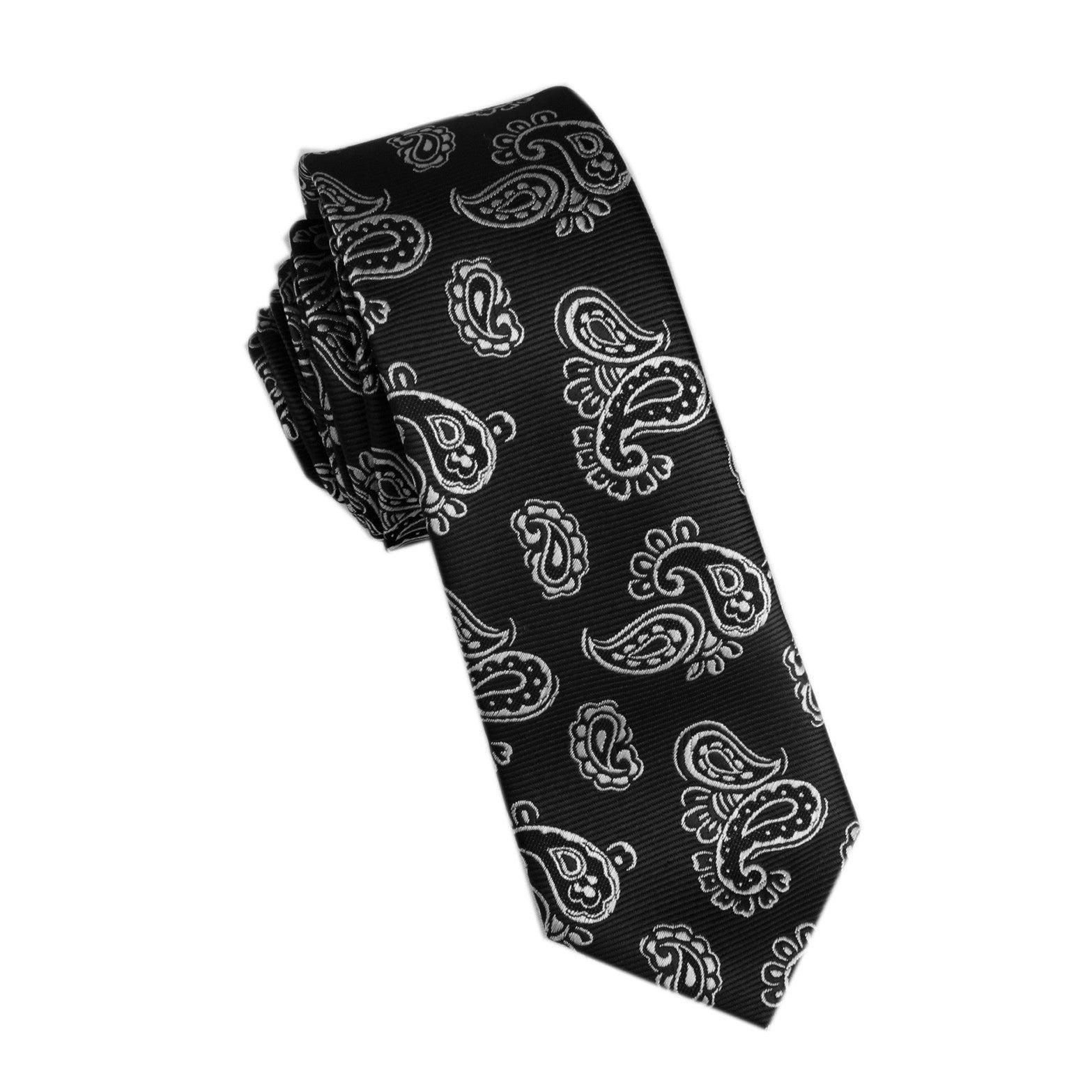 Paisley_Coal_Black_Skinny_Tie