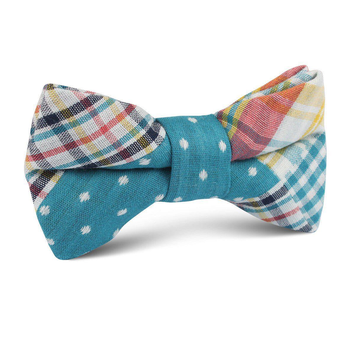 Palid_Blue_Gingham_Cotton_Polka_Dot_Kids_Bow_Tie-309786