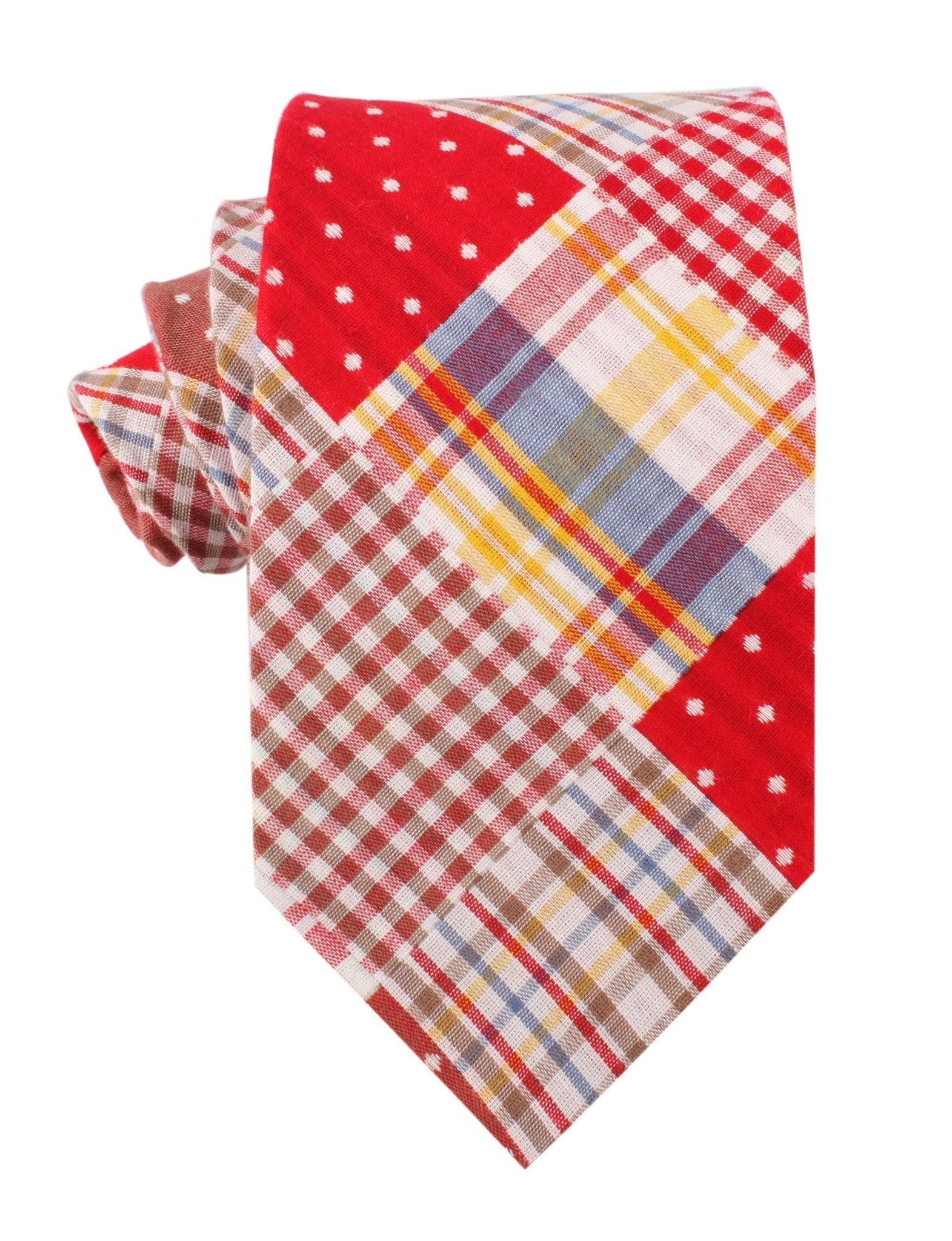 Palid_Red_Gingham_Cotton_Polka_Dot_Necktie-971779
