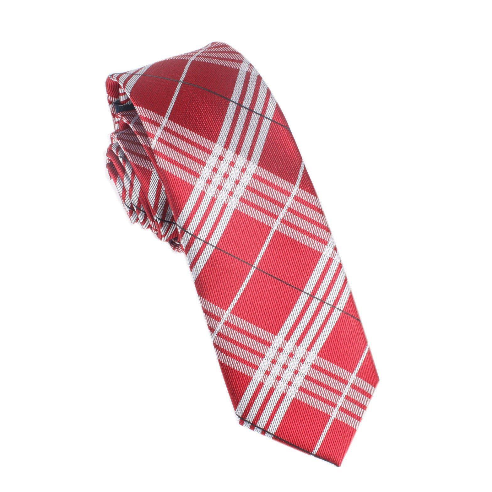 Scarlet_Maroon_with_White_Stripes_Skinny_Tie