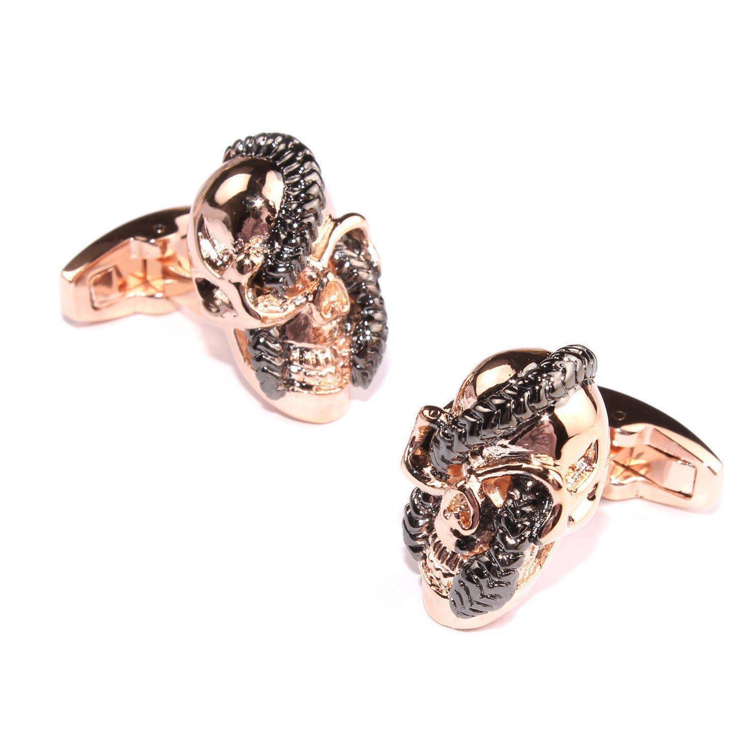 Snake_in_Skull_Rose_Gold_Cufflinks
