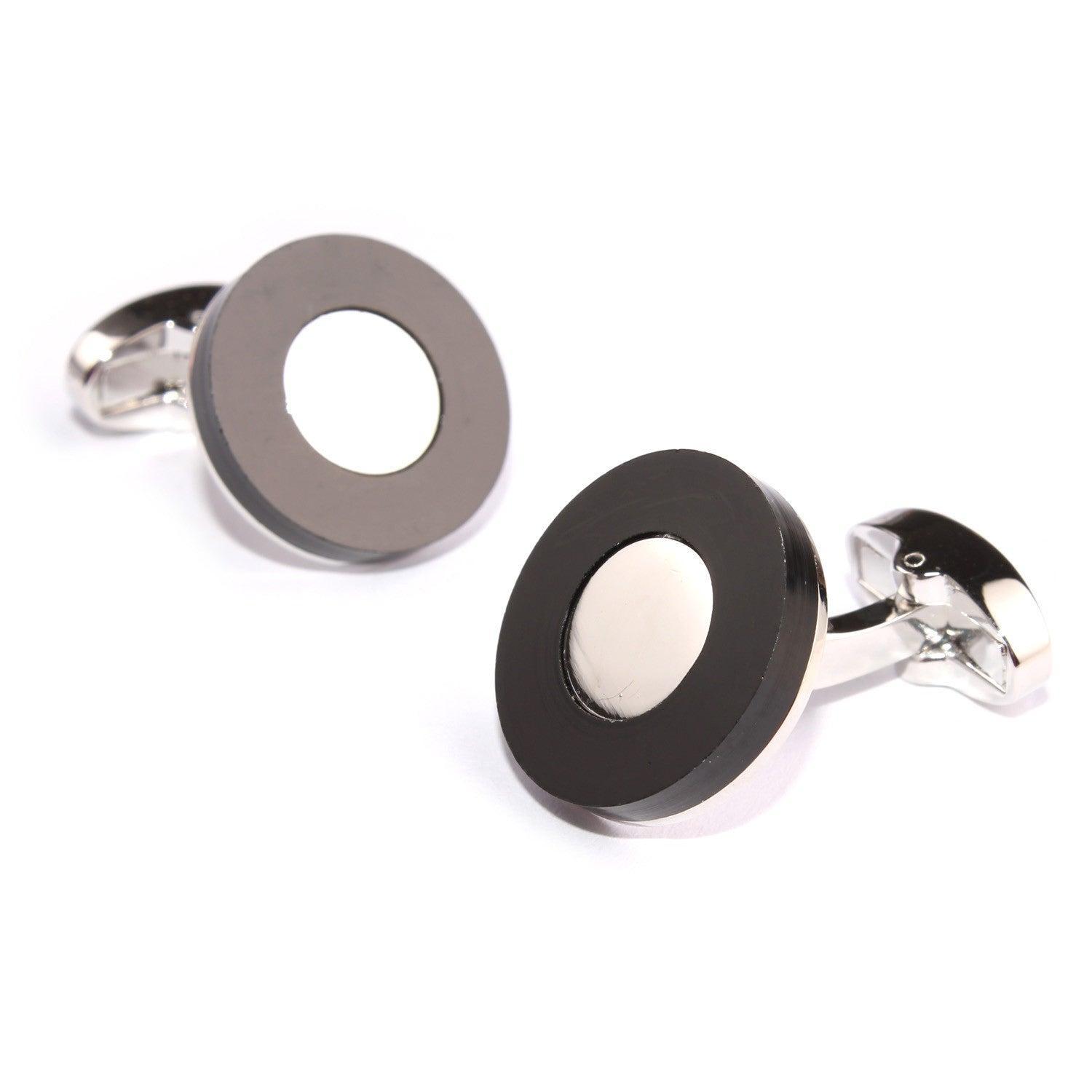 The_Kingsman_Black_and_Silver_Cufflinks