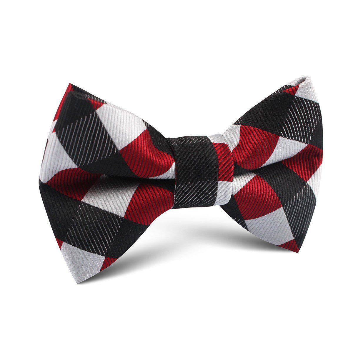 White_Black_Maroon_Checkered_Kids_Bow_Tie-928990